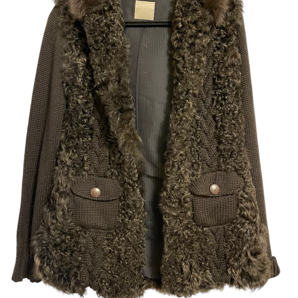 Luxury cardigan from Zurich Switzerland.  A fashion statement on the “fur”side.